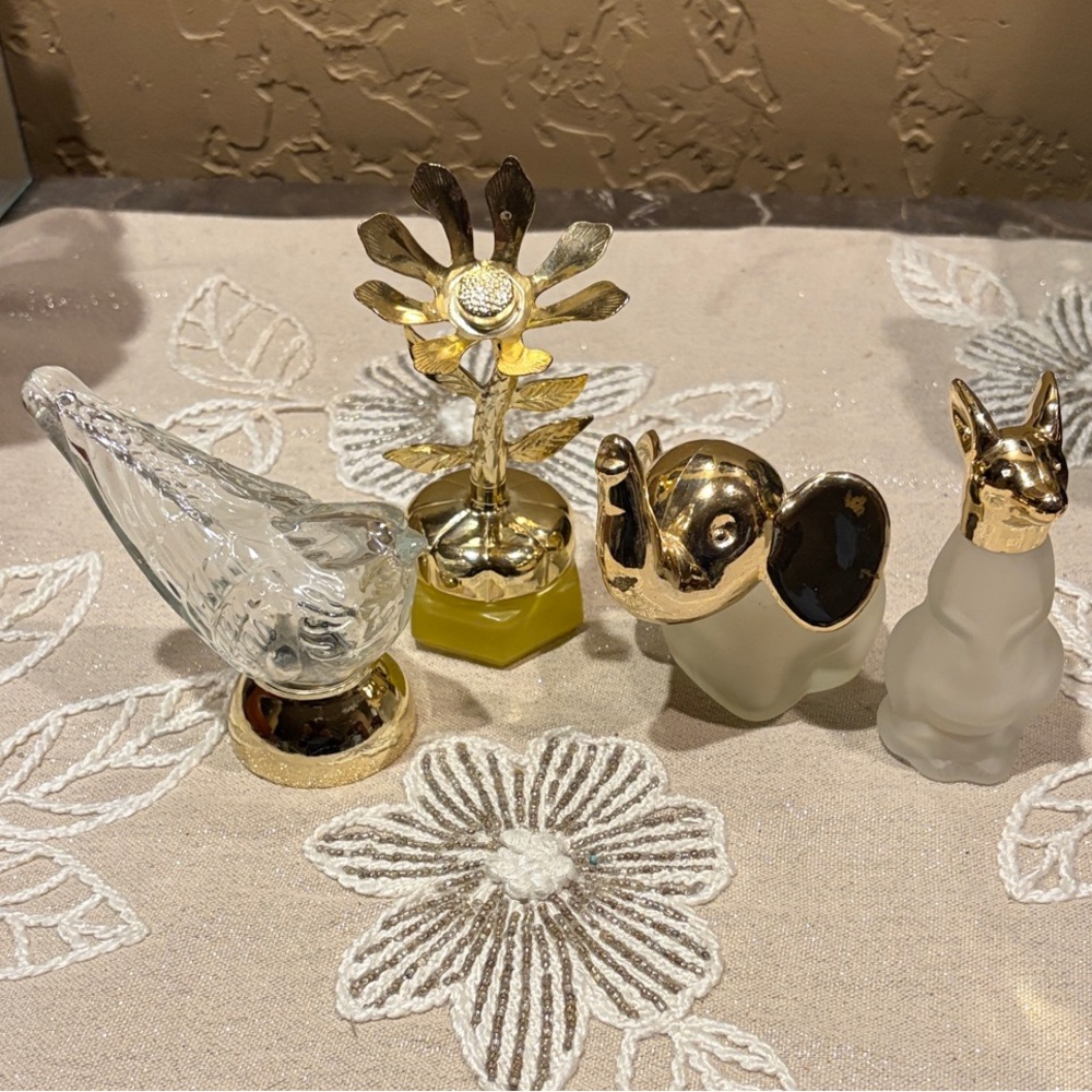 Avon Gold and Clear Glass Figurine Collection